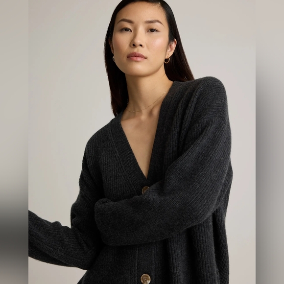 Quince Mongolian Cashmere Fisherman Boxy Cropped Cardigan Sweater - Picture 6 of 10